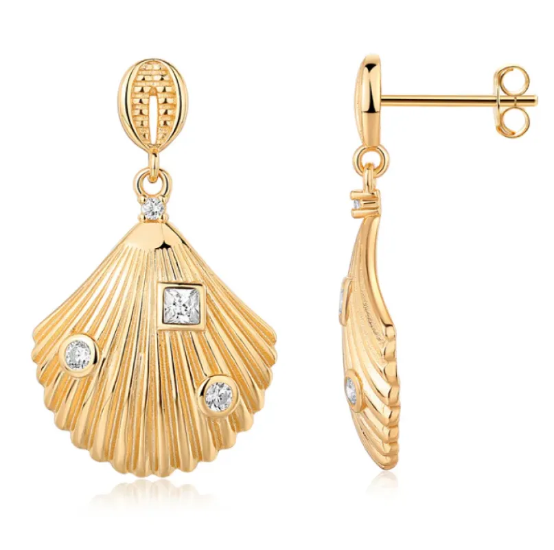 CZ Shell Drop Earring sold by Adina Eden's