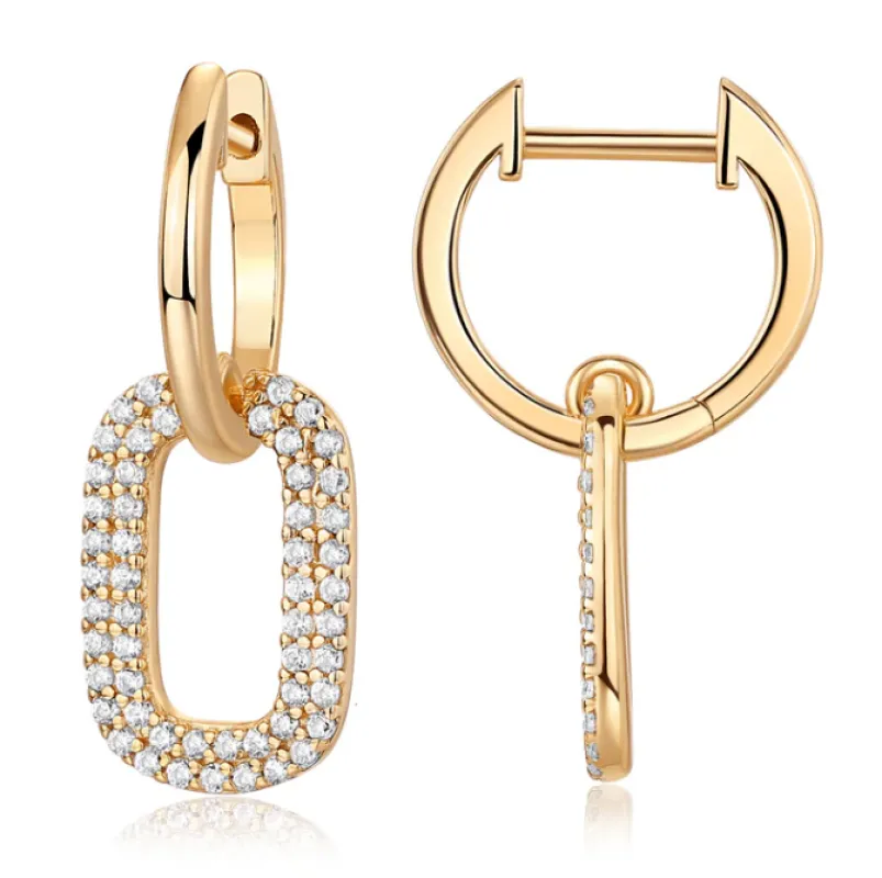 Double CZ Row Link Drop Earring sold by Adina Eden's