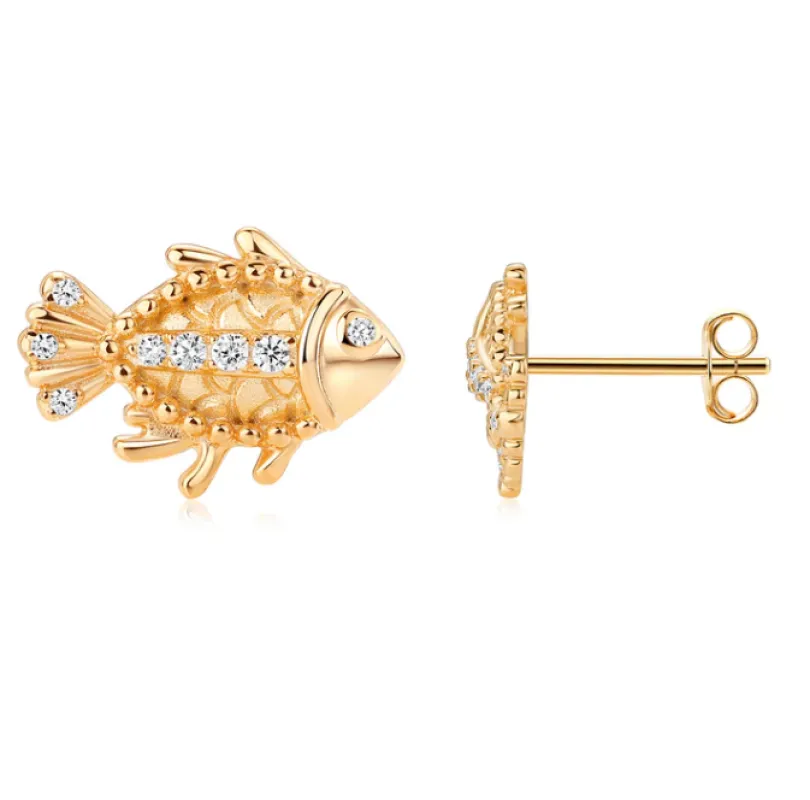 CZ Fish Stud Earring sold by Adina Eden's