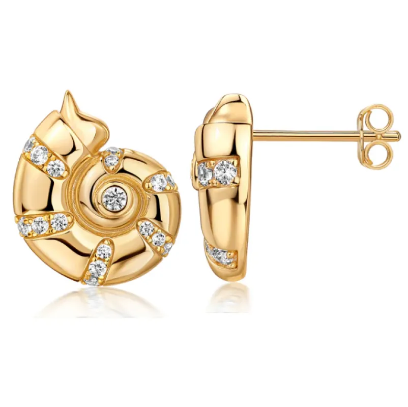 CZ Nautilus Shell Stud Earring sold by Adina Eden's