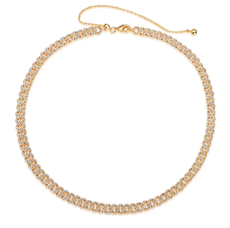 CZ Pave Cuban Choker Necklace sold by Adina Eden's