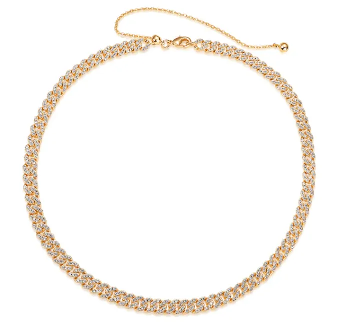 CZ Pave Cuban Choker Necklace sold by Adina Eden's