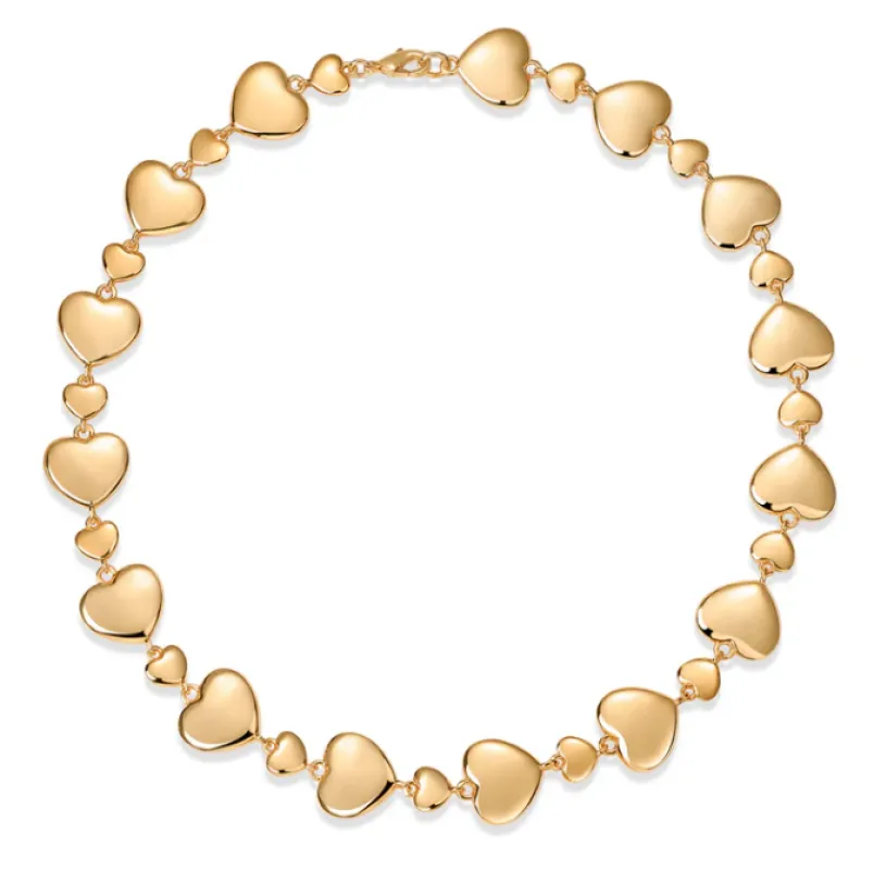 Puffed Heart Link Necklace sold by Adina Eden's