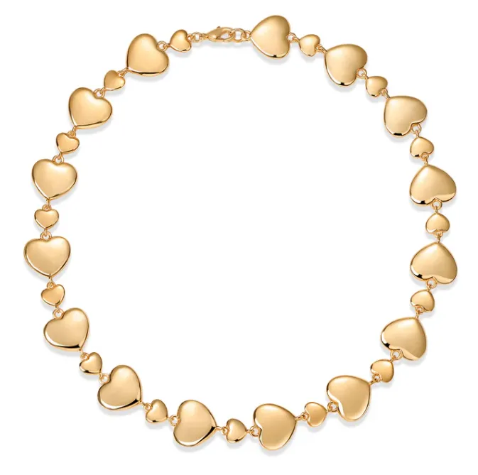 Puffed Heart Link Necklace sold by Adina Eden's