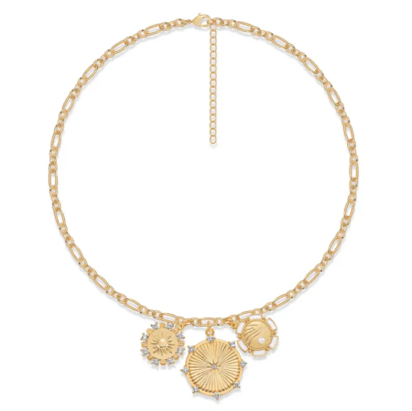 Coin Medallion Drop Necklace sold by Adina Eden's