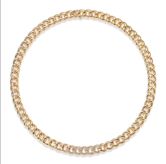 Pave Accent Curb Link Necklace sold by Adina Eden's