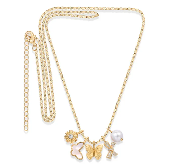 Whimsy Garden Multi-Charm Necklace sold by Adina Eden's