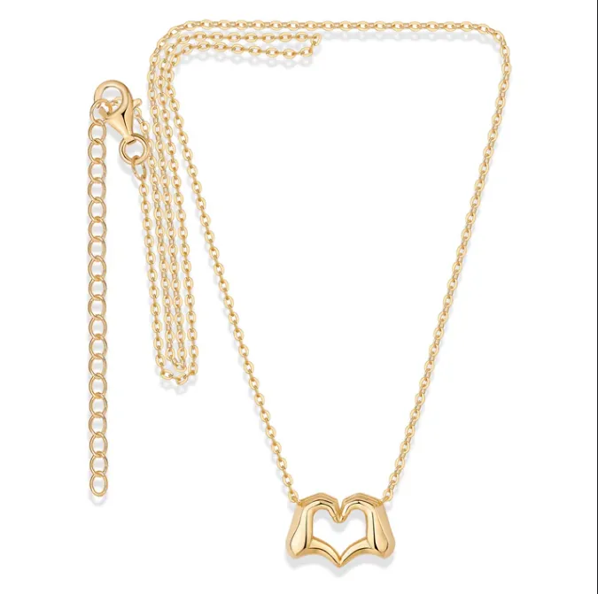 Solid Heart Hands Necklace sold by Adina Eden's