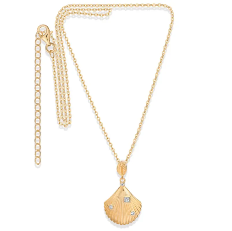 CZ Shell Drop Necklace sold by Adina Eden's