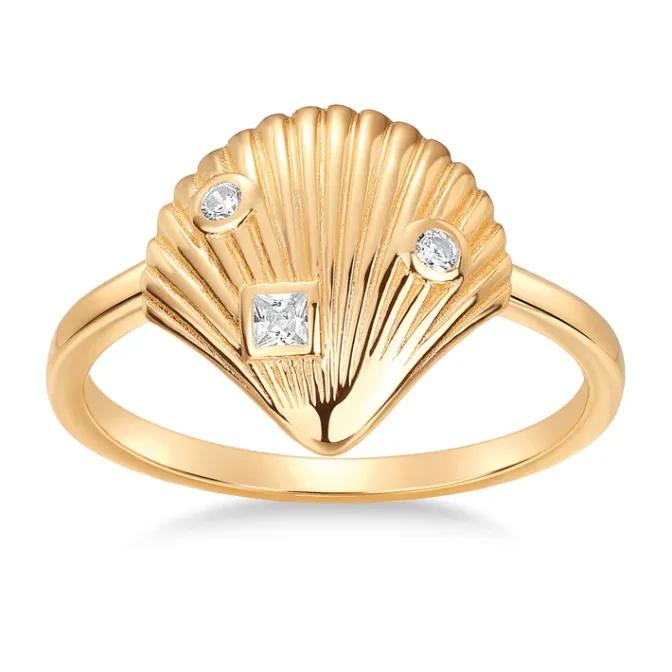 CZ Shell Ring sold by Adina Eden's