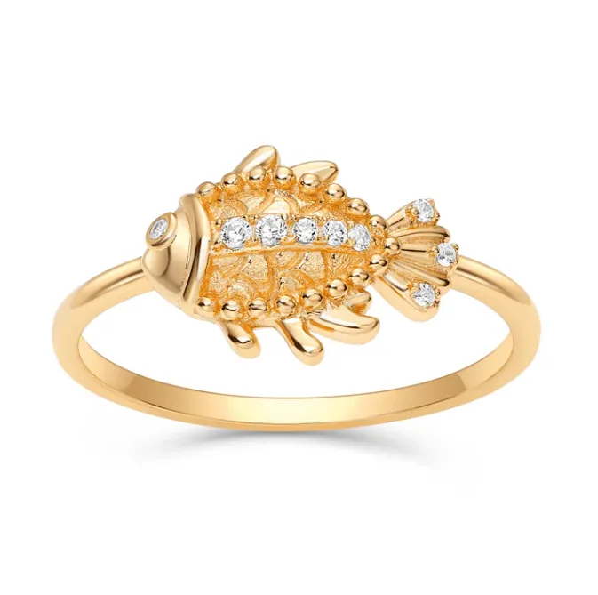 CZ Fish Ring sold by Adina Eden's