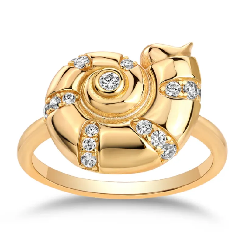 CZ Nautilus Shell Ring made by Adina Eden's