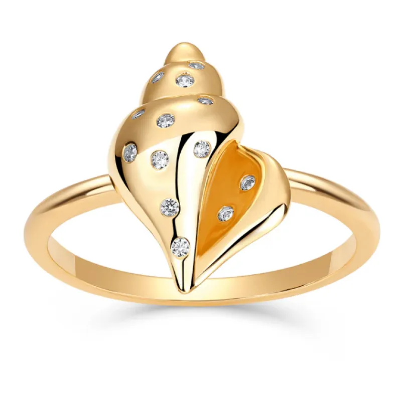 CZ Conch Shell Ring sold by Adina Eden's