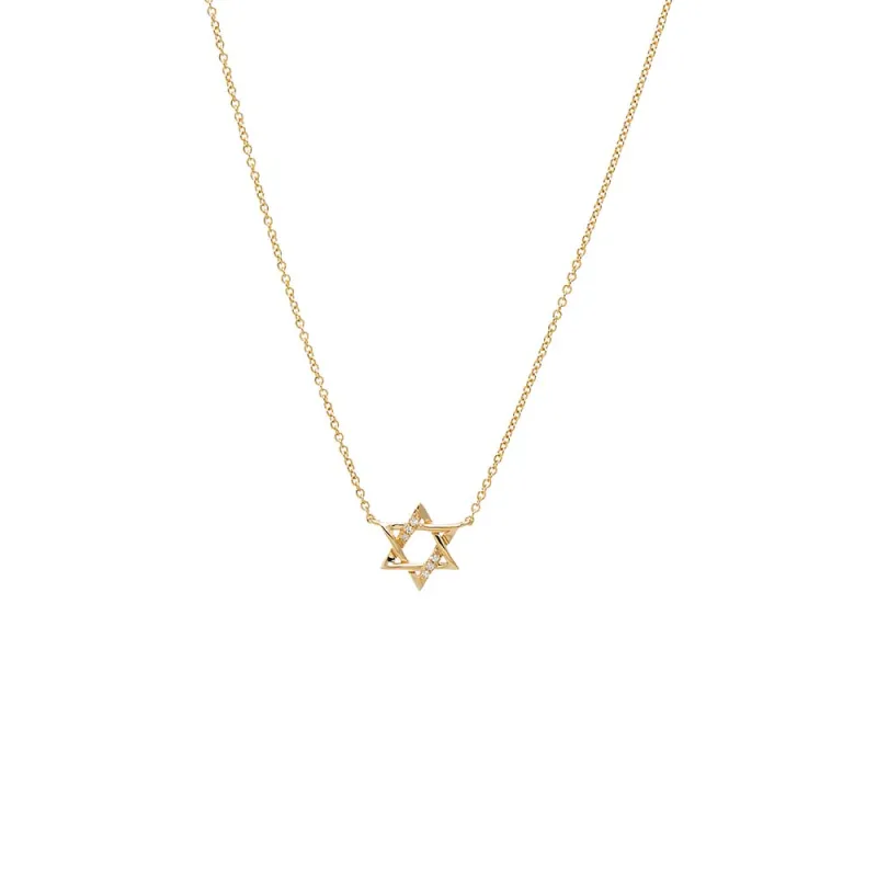 Medium Diamond Pave/Solid Star Of David Necklace 14K sold by Adina Eden's