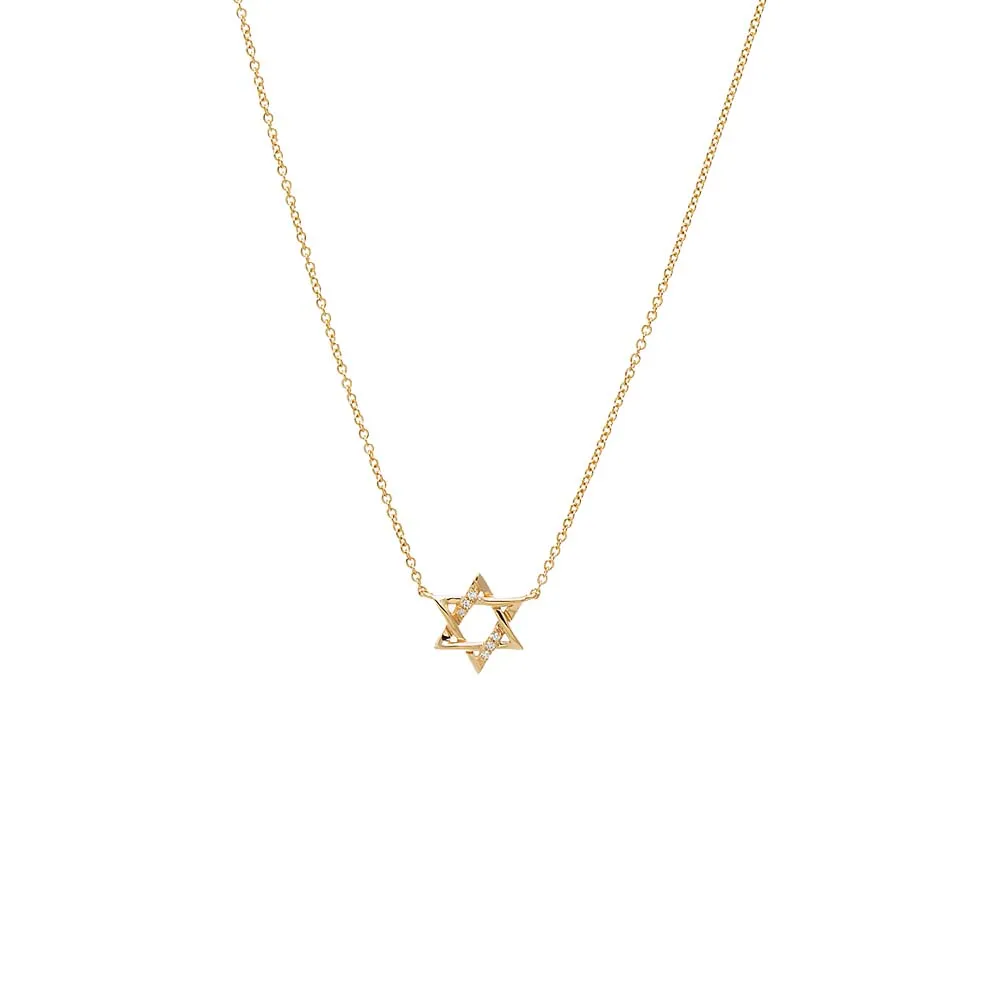 Medium Diamond Pave/Solid Star Of David Necklace 14K sold by Adina Eden's