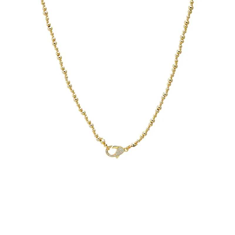 Beaded Ball Chain Pavé Lock Necklace sold by Adina Eden's