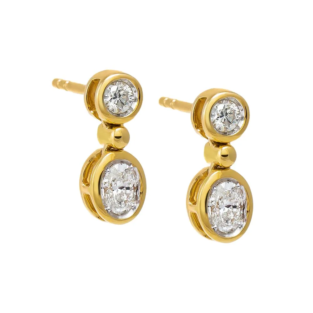 Diamond Solitaire X Oval Dangling Drop Stud Earring 14K sold by Adina Eden's