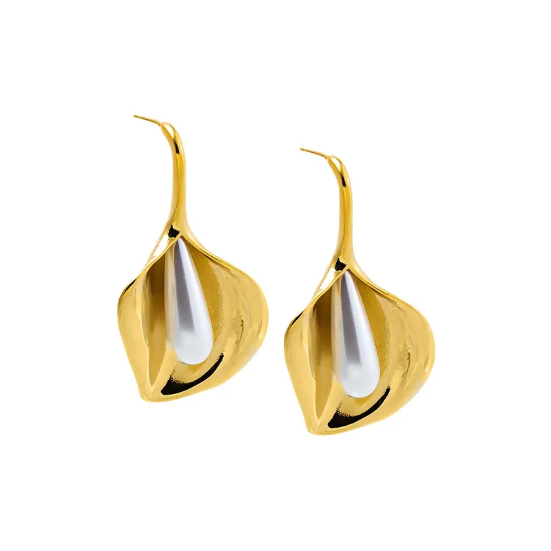 Pearl Petal Drop Earrings sold by Adina Eden's