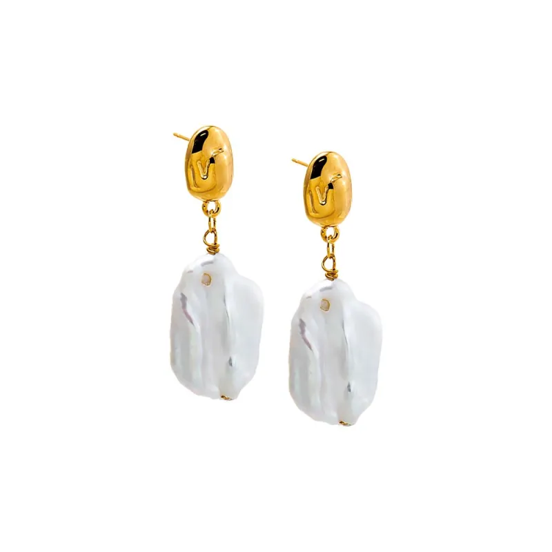Baroque Pearl Drop Earrings sold by Adina Eden's