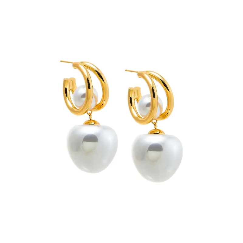 Modern Pearl Drop Earring sold by Adina Eden's