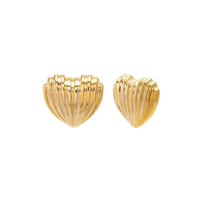 Ribbed Heart Stud Earrings sold by Adina Eden's