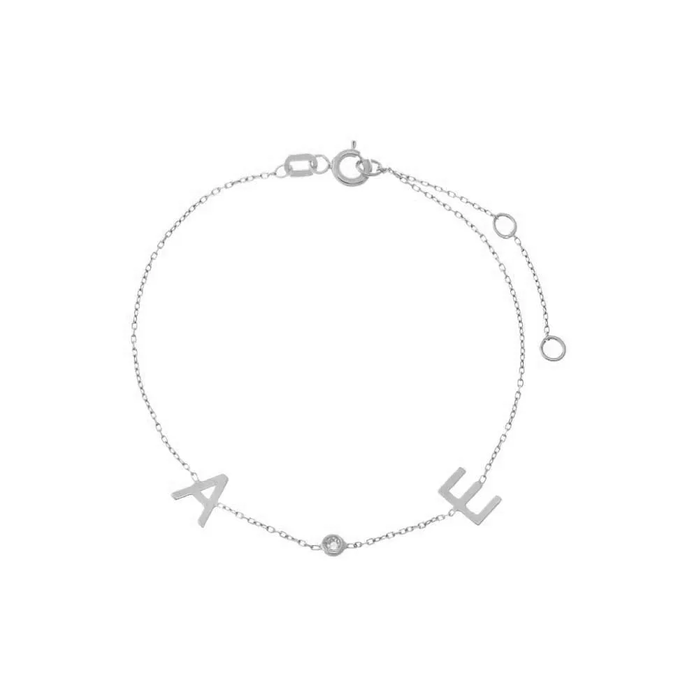 Diamond Initials Charm Bracelet 14K sold by Adina Eden's product image thumbnail 3