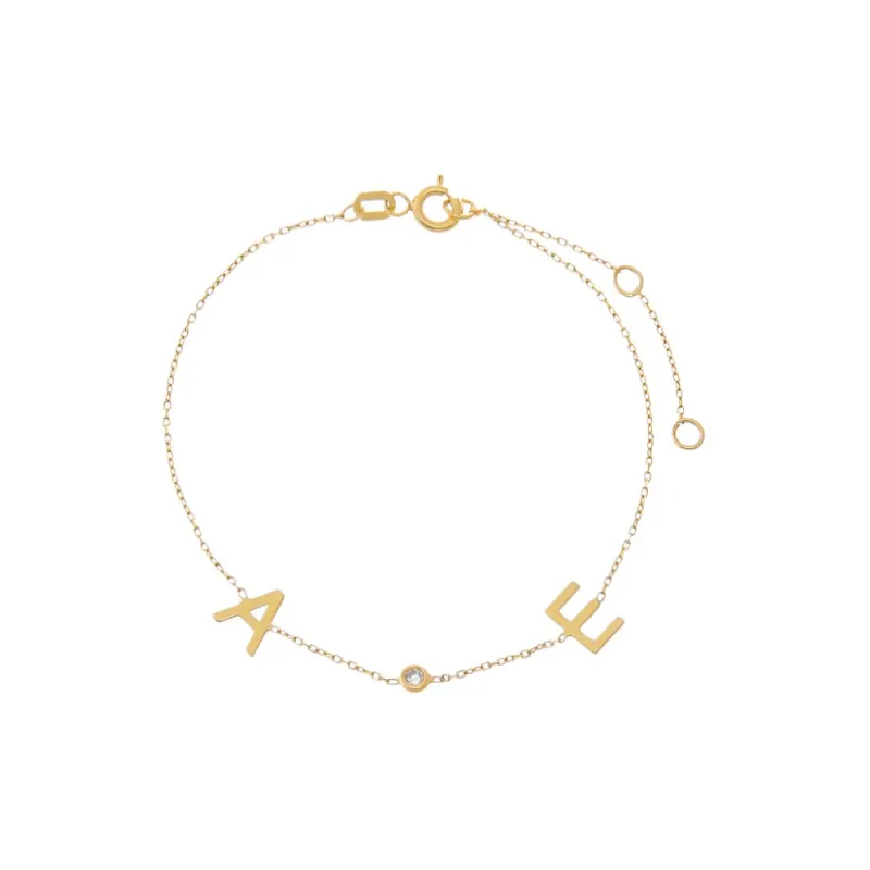 Diamond Initials Charm Bracelet 14K sold by Adina Eden's