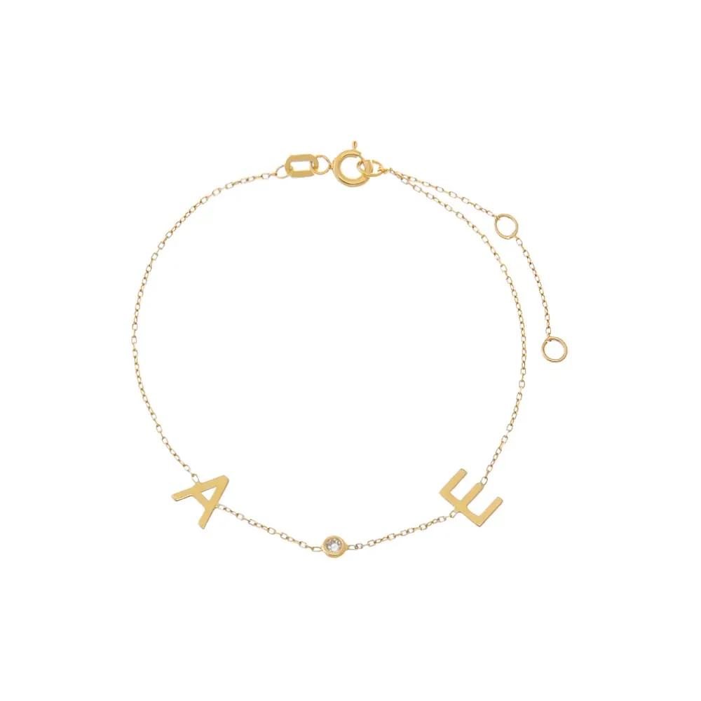 Diamond Initials Charm Bracelet 14K sold by Adina Eden's