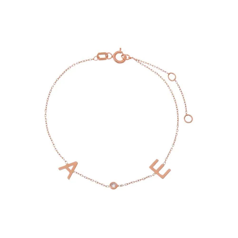 Diamond Initials Charm Bracelet 14K sold by Adina Eden's product image thumbnail 2