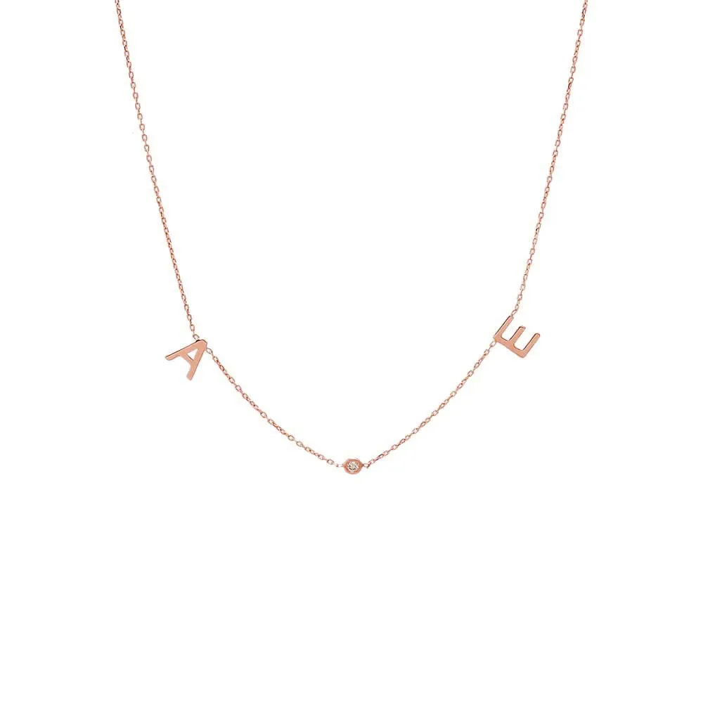 Diamond Initials Charm Necklace 14K sold by Adina Eden's product image thumbnail 2