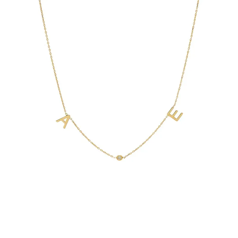 Diamond Initials Charm Necklace 14K sold by Adina Eden's
