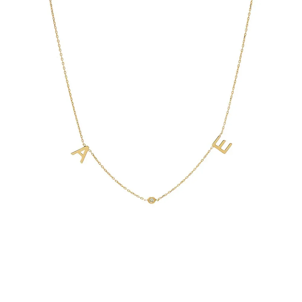 Diamond Initials Charm Necklace 14K sold by Adina Eden's