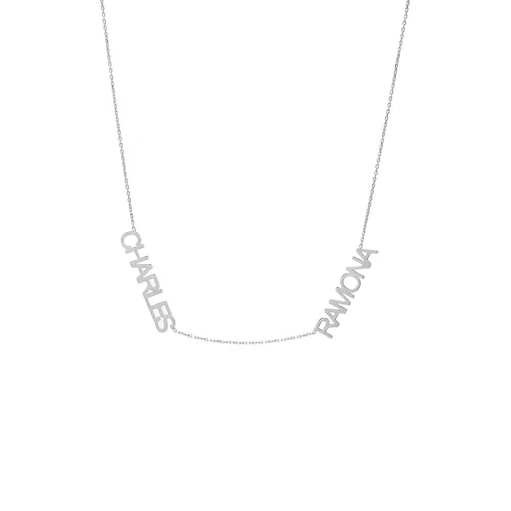 Solid Double Nameplate Necklace 14K sold by Adina Eden's product image thumbnail 2