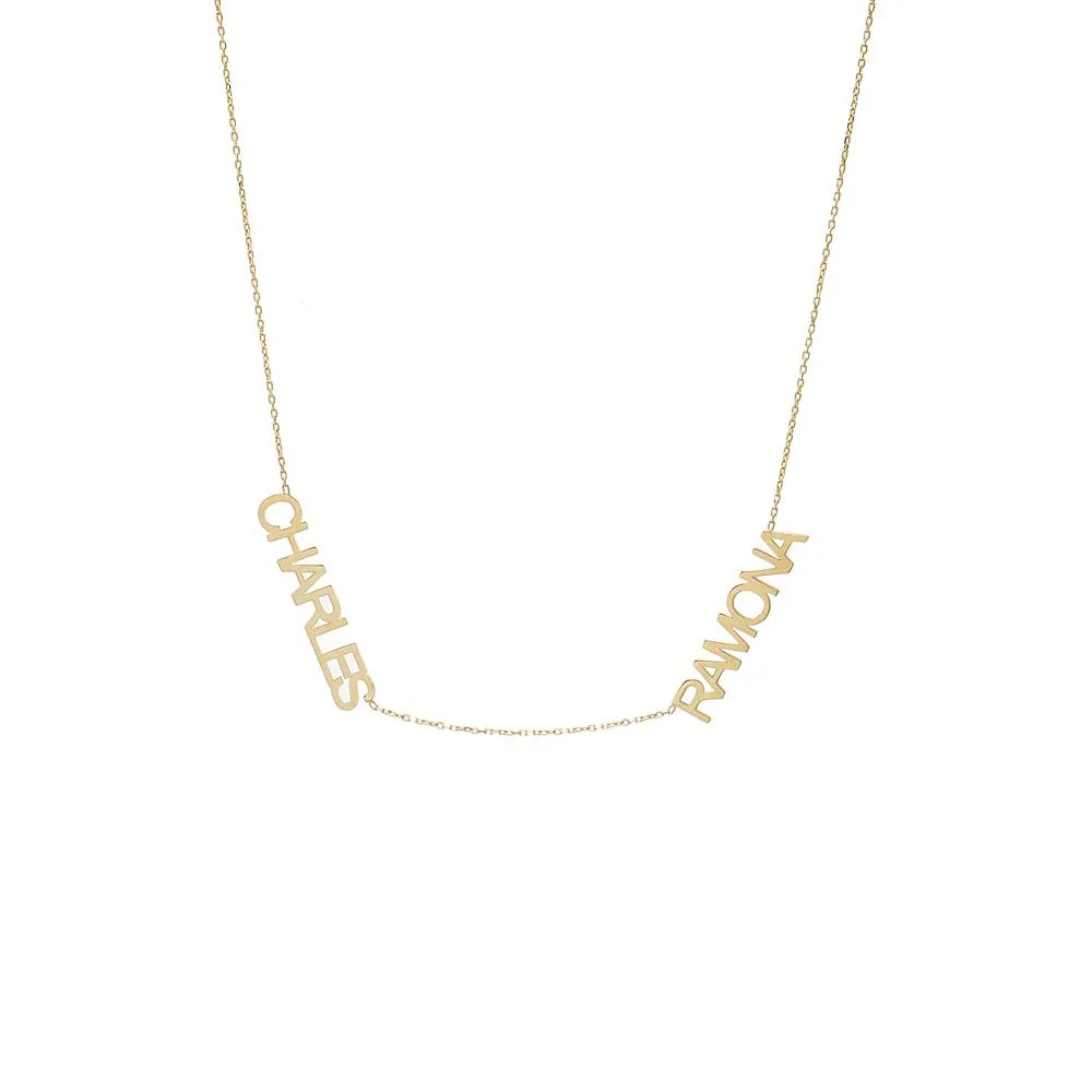 Solid Double Nameplate Necklace 14K sold by Adina Eden's