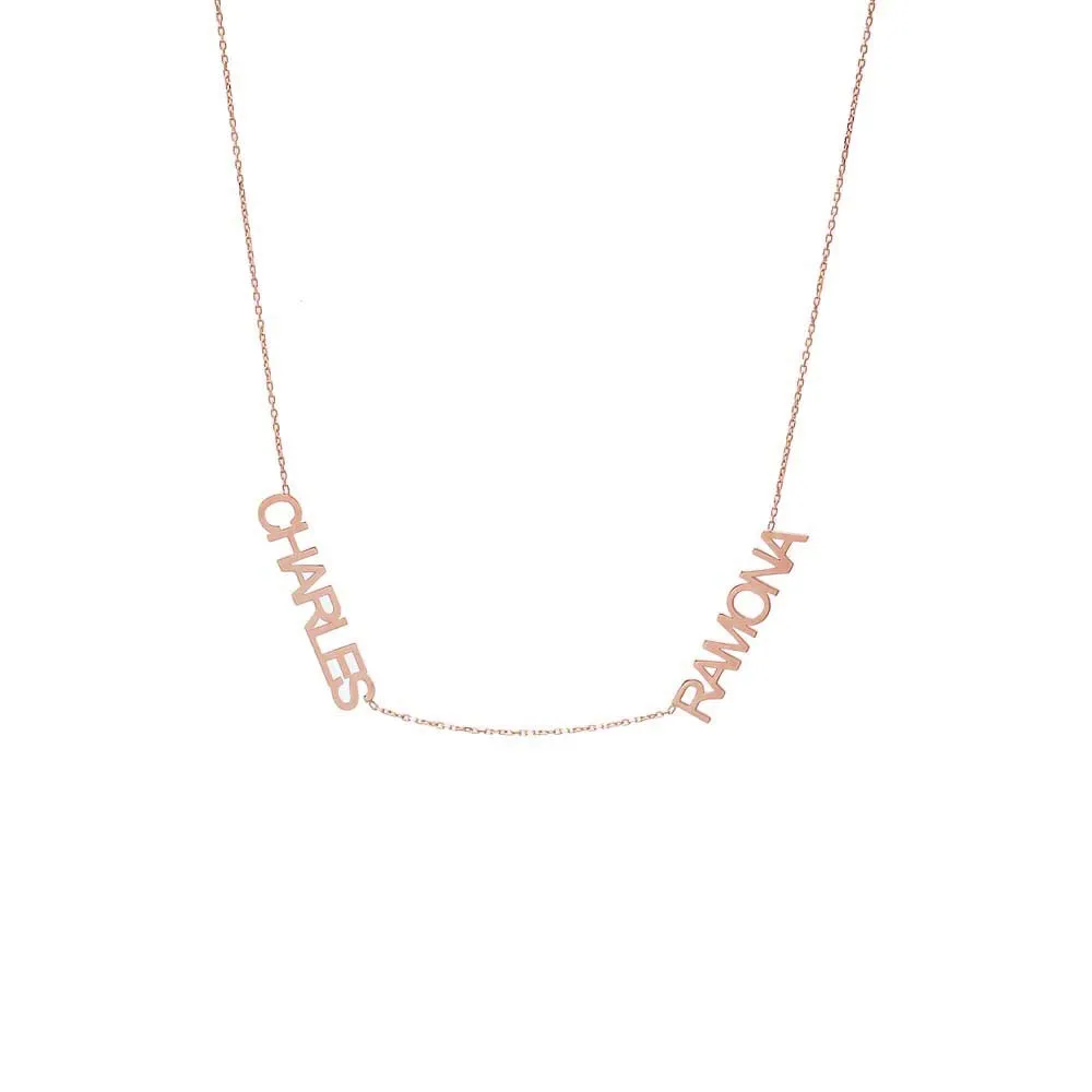 Solid Double Nameplate Necklace 14K sold by Adina Eden's product image thumbnail 3