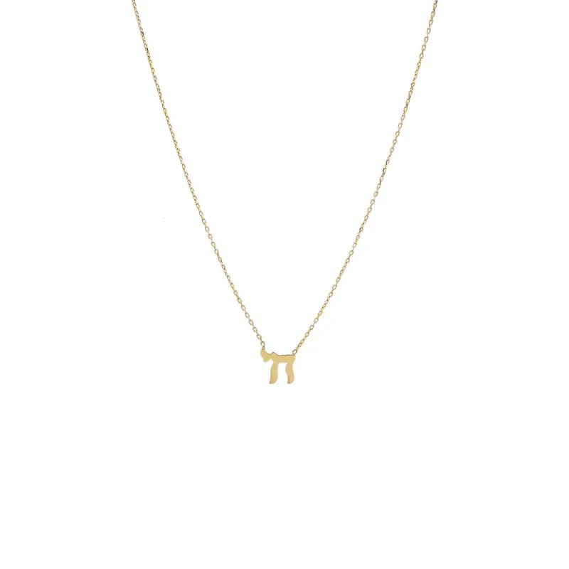 Solid Chai Pendant Necklace 14K made by Adina Eden's