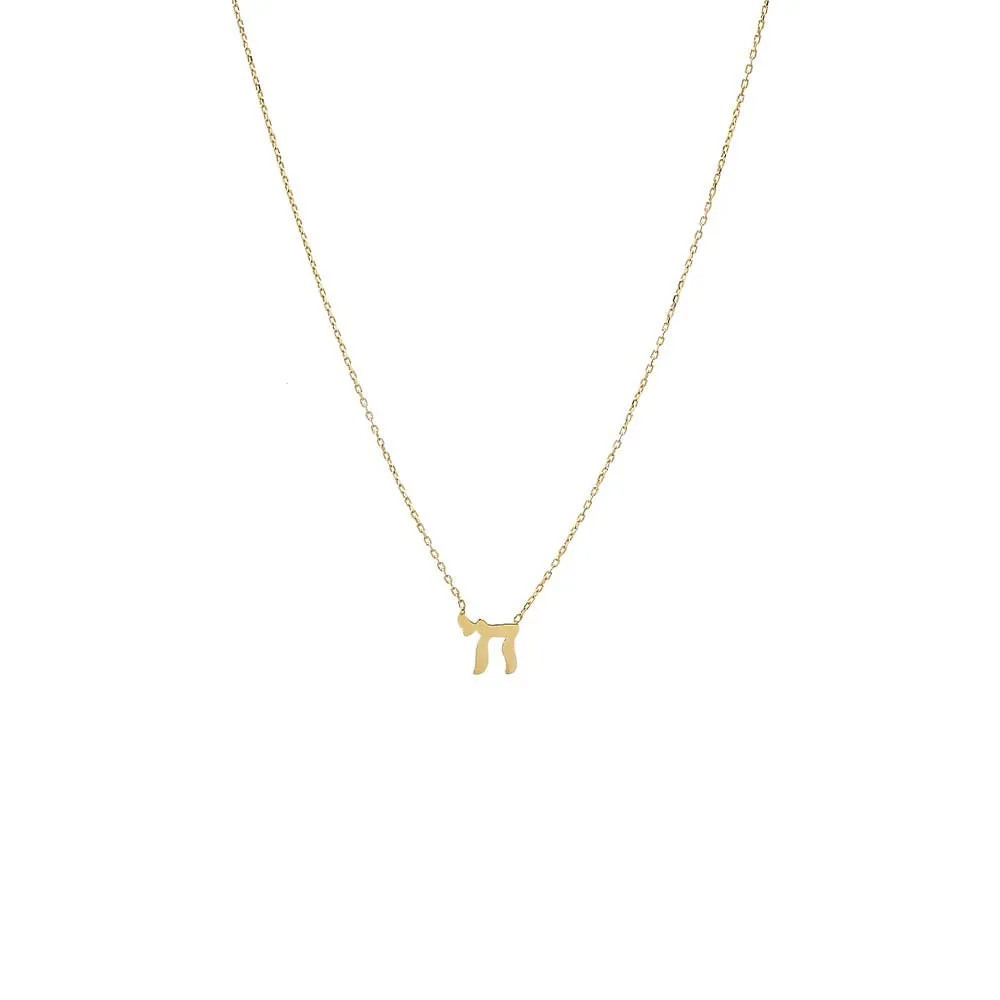 Solid Chai Pendant Necklace 14K sold by Adina Eden's