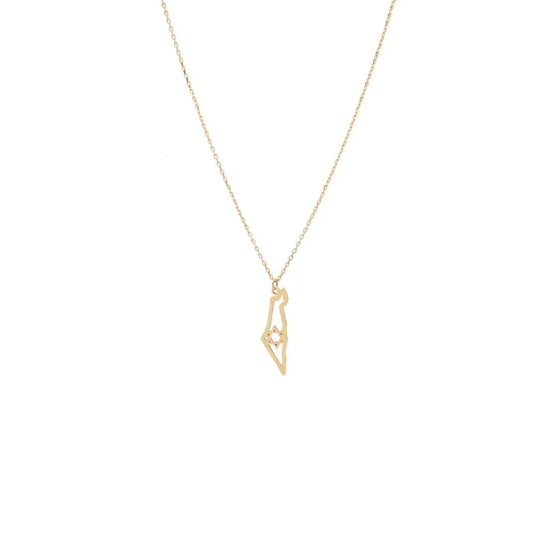 Israel Map Star of David Necklace 14K sold by Adina Eden's