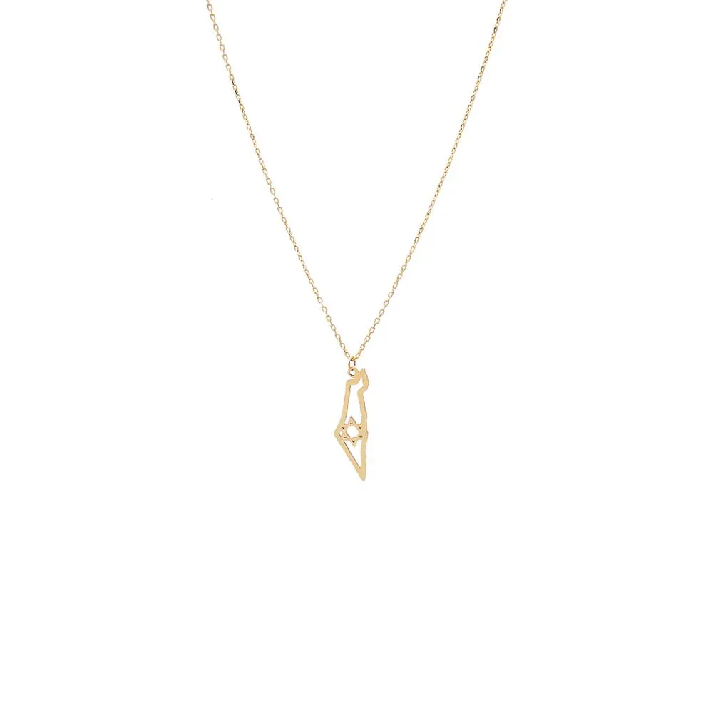 Israel Map Star of David Necklace 14K sold by Adina Eden's