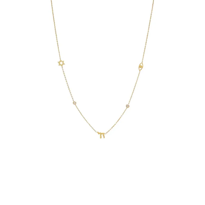 Diamond Jewish Symbol Charm Necklace14K sold by Adina Eden's