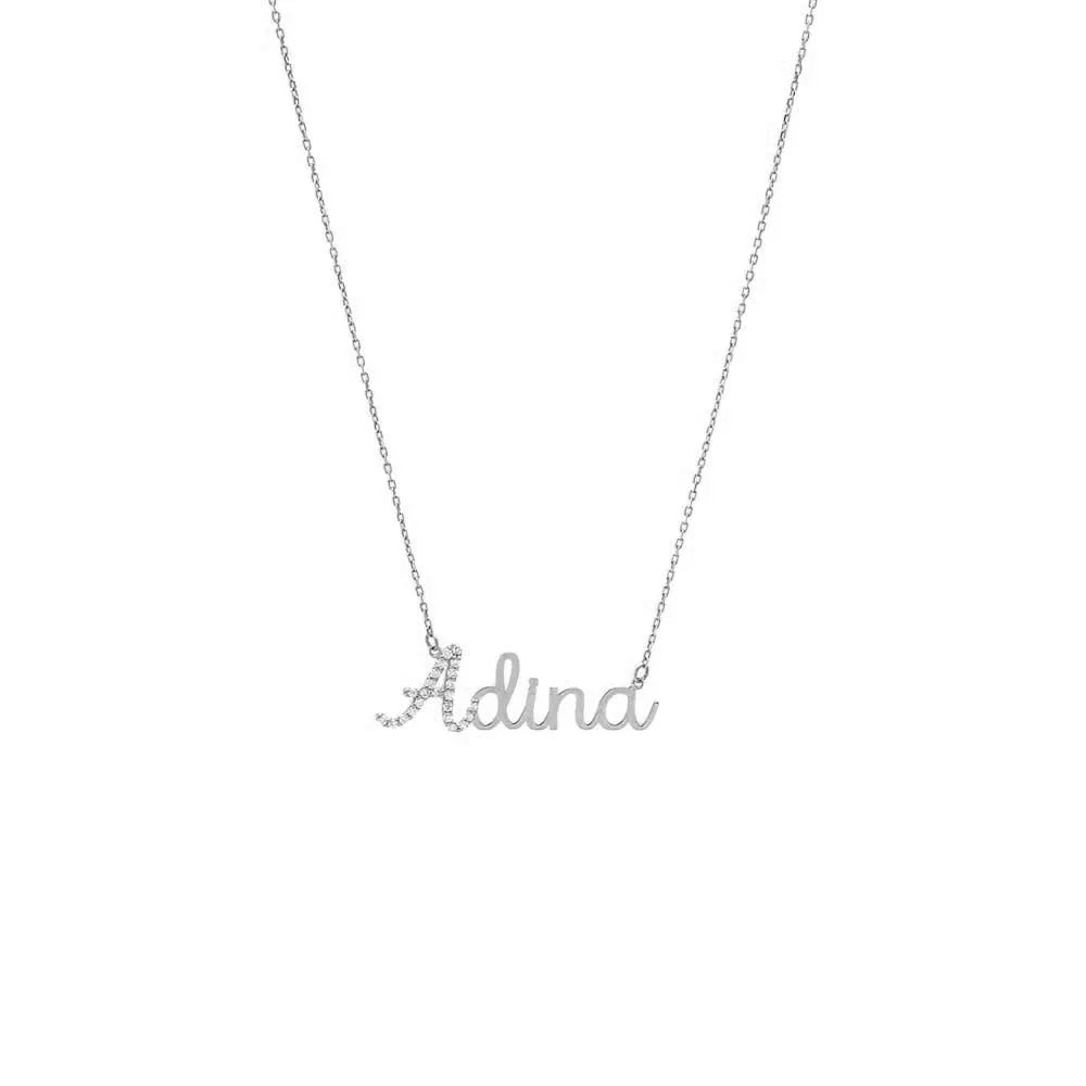 Diamond Accented Script Nameplate Necklace 14K sold by Adina Eden's product image thumbnail 3