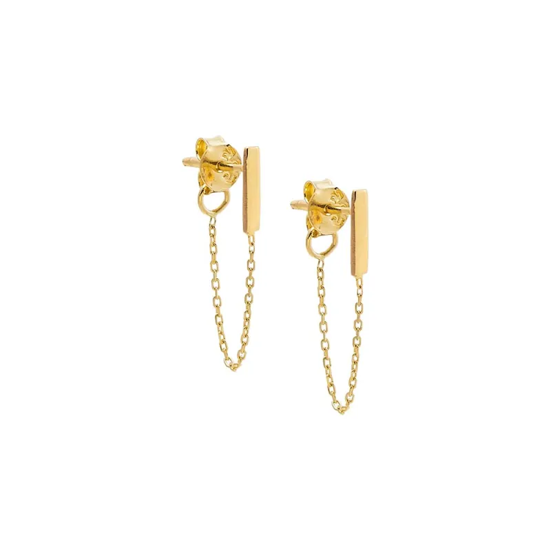 Bar Chain Loop Stud Earring 14K sold by Adina Eden's
