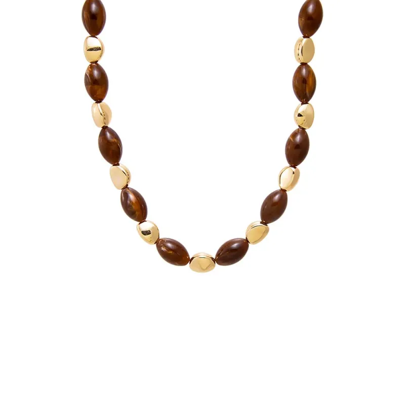 Brown Bead and Gold Accent Necklace sold by Adina Eden's