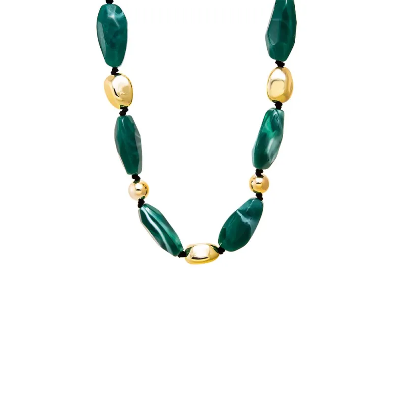 Chunky Green & Gold Bead Necklace sold by Adina Eden's
