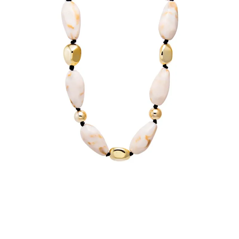 White Bead and Gold Accent Necklace sold by Adina Eden's