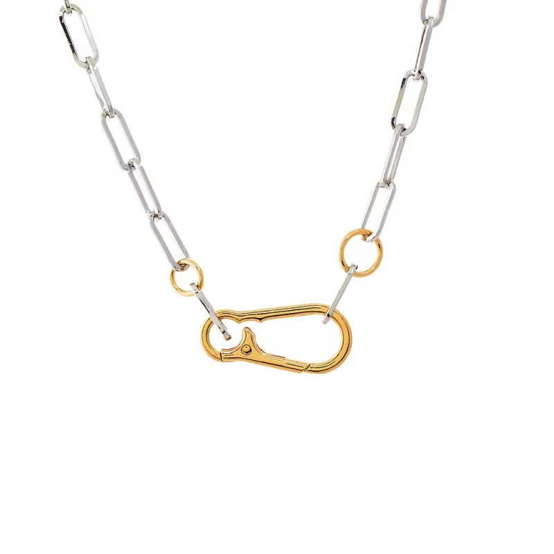 Two Tone Paperclip Chain Necklace sold by Adina Eden's