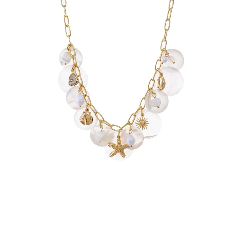 Seashell Disc Charm Necklace sold by Adina Eden's