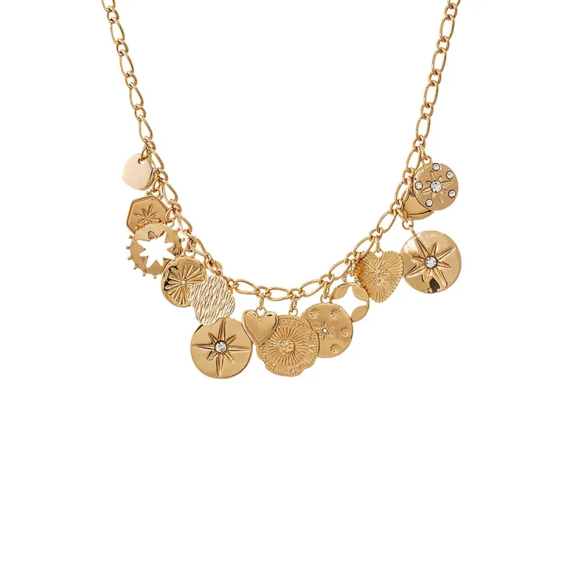 Gold Medallion Charm Necklace sold by Adina Eden's