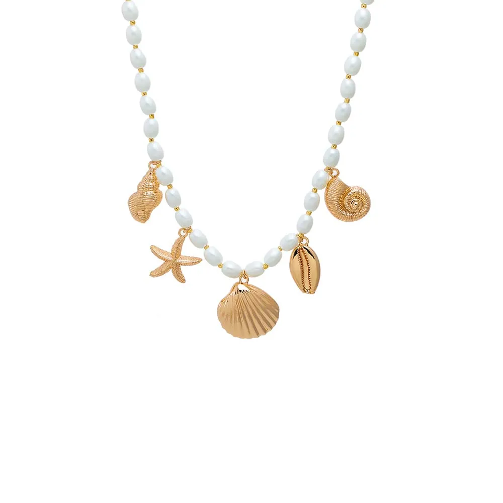 Pearl Ocean Charm Necklace sold by Adina Eden's