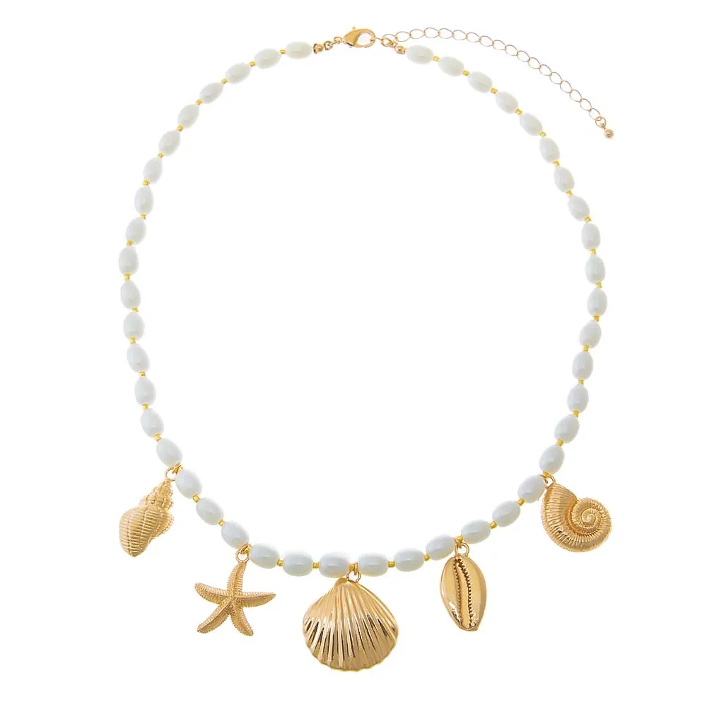 Pearl Ocean Charm Necklace sold by Adina Eden's product image thumbnail 2